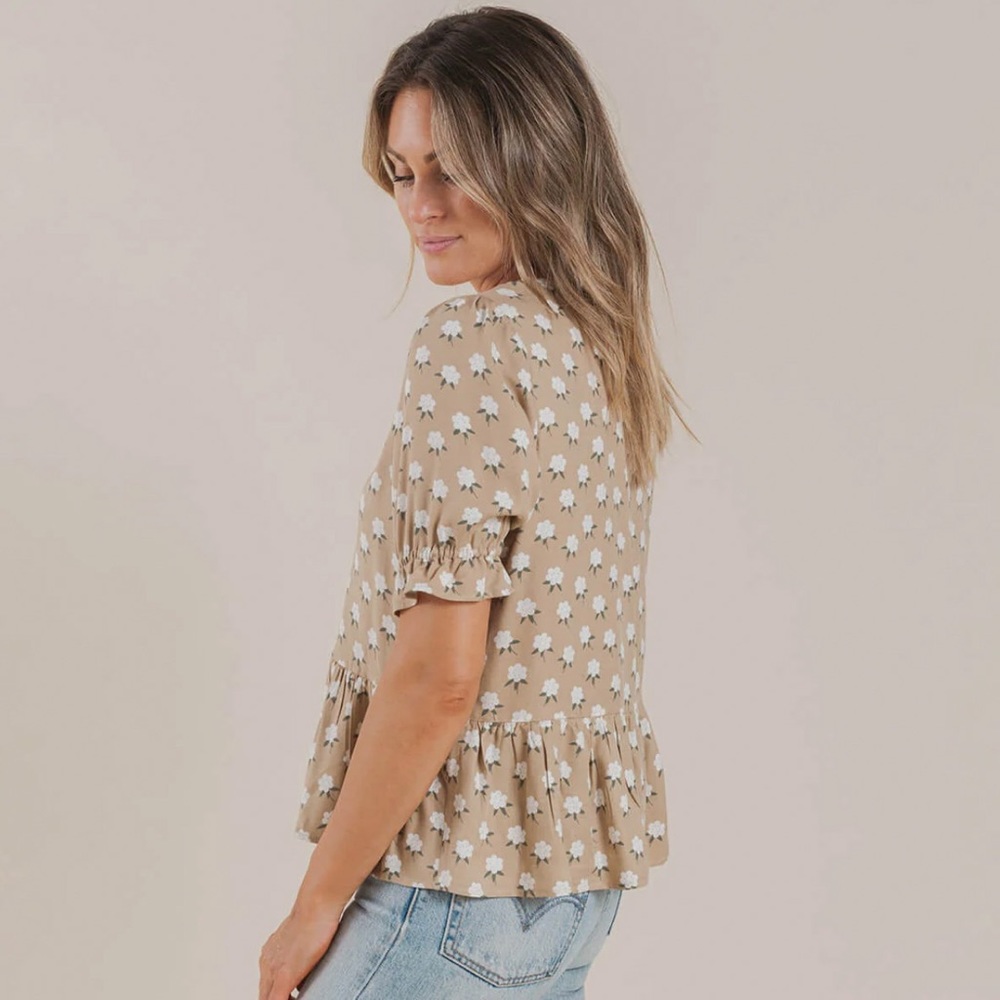 Rylee + Cru White Flora Maddy Blouse Large